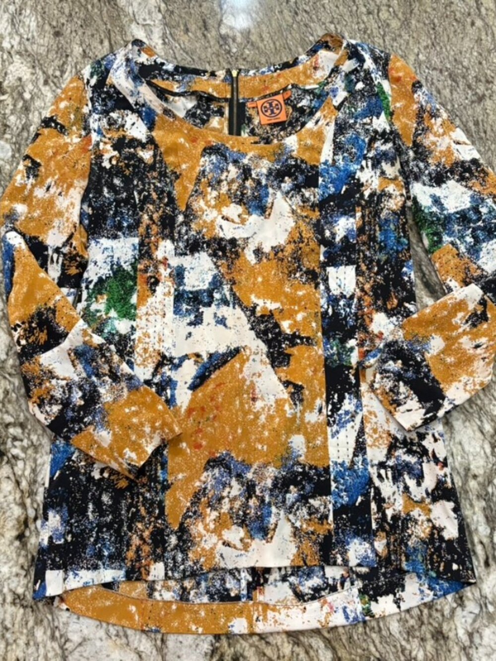Tory Burch Abstract Print Long Sleeve Blouse